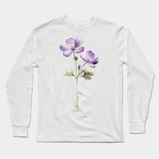 Violet - Birth Month Flower - February Long Sleeve T-Shirt